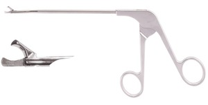 Ножницы эндоскопические изогнутые, крючковидные, правые, с кольцевидной рукояткой